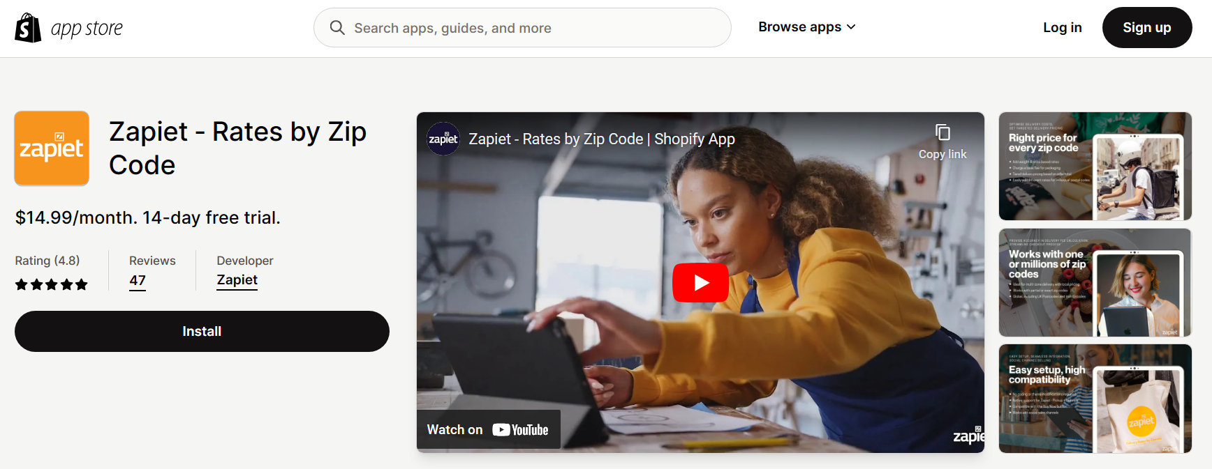 zapiet shopify app